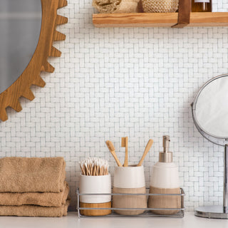 Expressions Weave White Glass Floor and Wall Tile