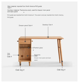 Oak Solid Wood Office Desk, Natural Wood, 35.4x22x29.5", + Cabinet