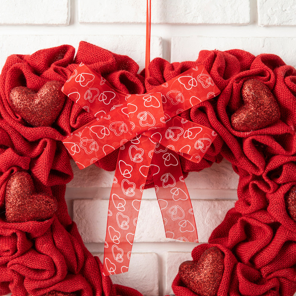 19.25" Fabric Valentine's Heart Wreath