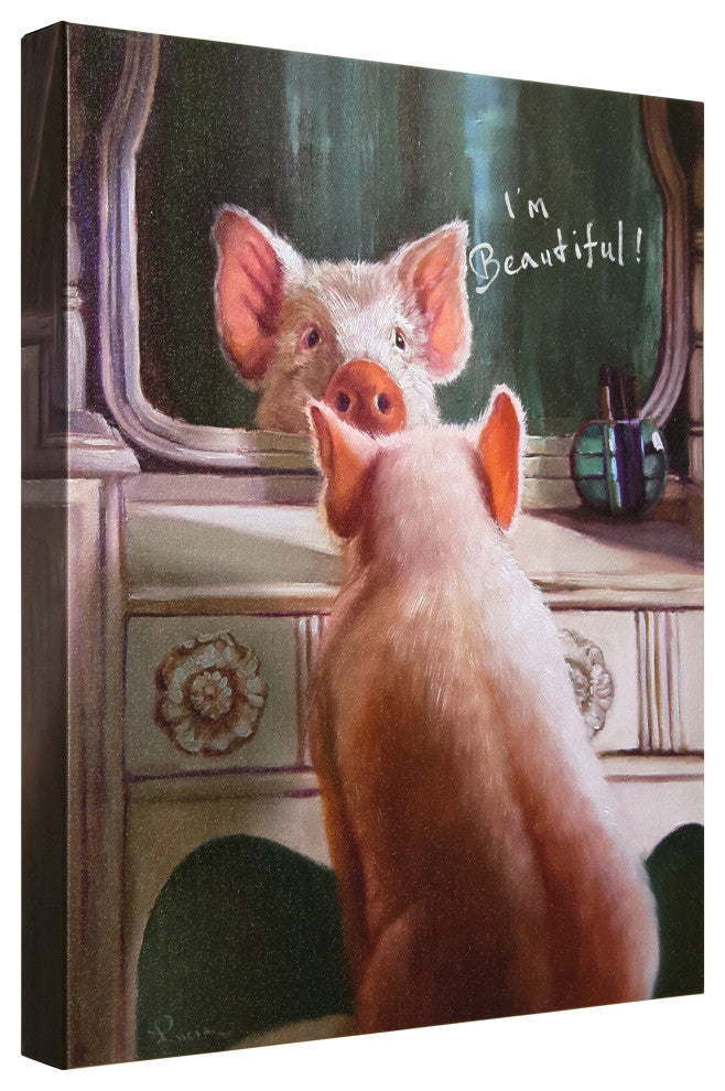 "Affirmation Iii" Pig Pet Wall Art Graphic Art Print on Wrapped Canvas