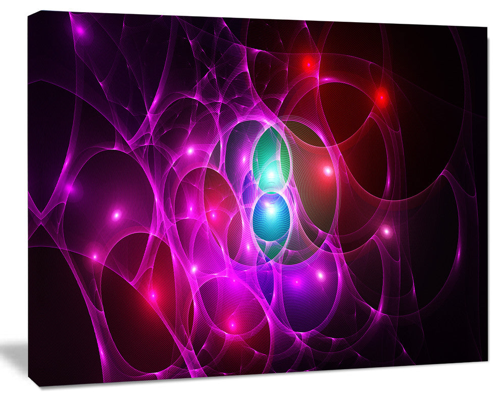 Pink Glowing Bubbles Time, Oversized Abstract Canvas Art Print, 60x40