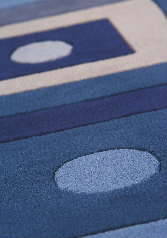 Hand Tufted Blue Wool Area Rug, 8'3"x11'6"