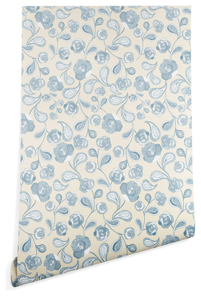Deny Designs Gabriela Fuente Flo Wallpaper, Blue, 2'x8'