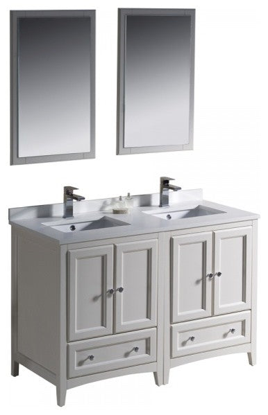 Fresca Oxford 48" Antique White Traditional Double Sink Bathroom Vanity