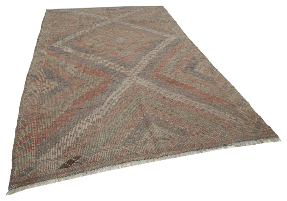 Rug N Carpet - Hand-knotted Turkish 6' 5'' x 10' 6'' Rustic Wool Kilim Rug