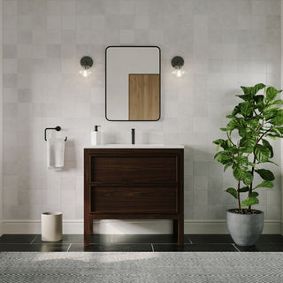 The Shiloh Bathroom Vanity, Dark Walnut, 36", Single Sink, Freestanding