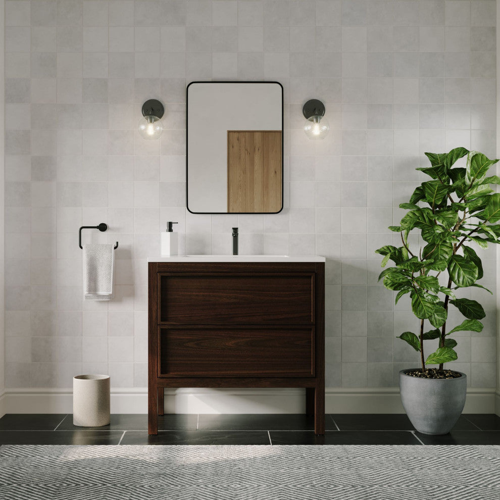 The Shiloh Bathroom Vanity, Dark Walnut, 36", Single Sink, Freestanding
