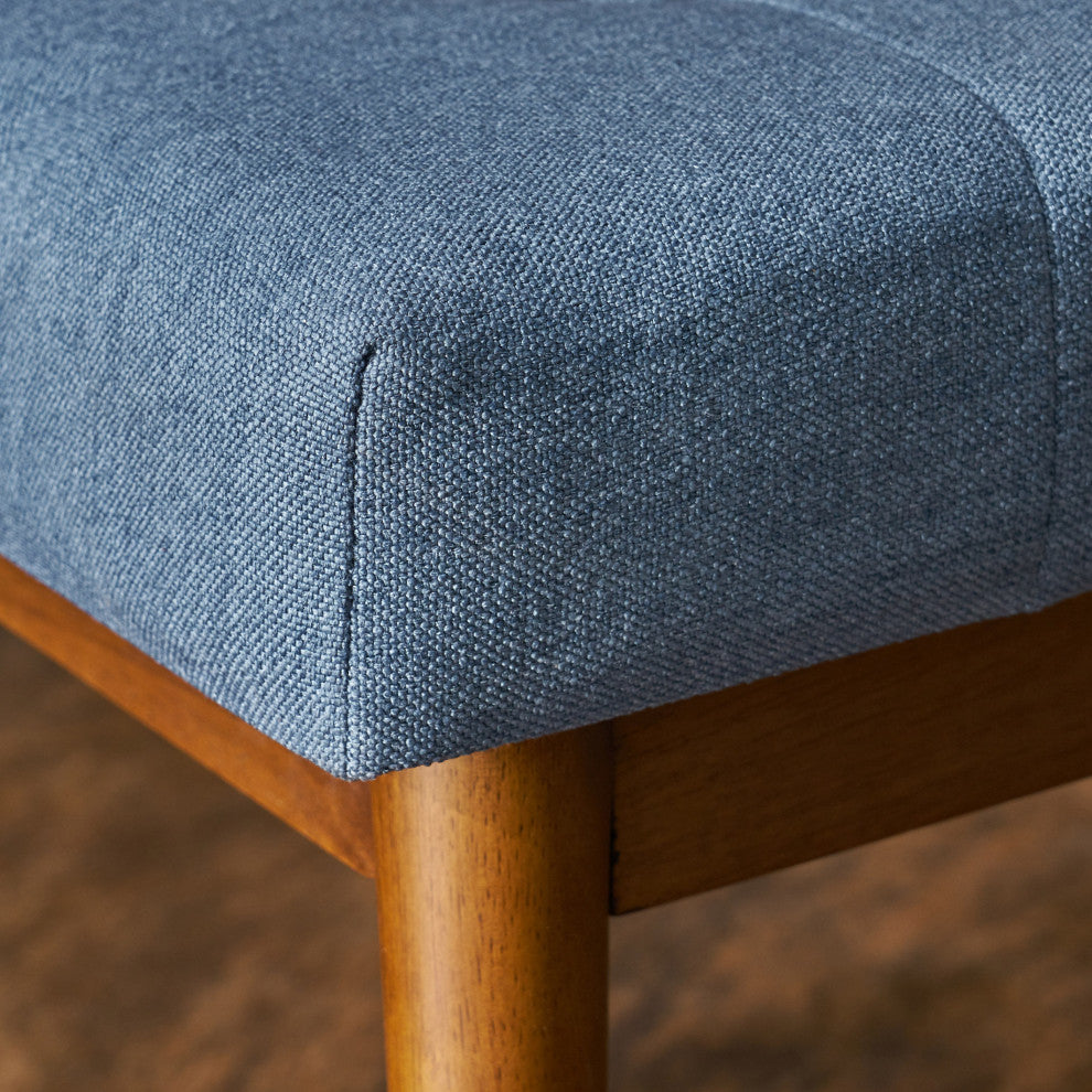 GDF Studio Flora Mid Century Tufted Fabric Ottoman, Blue