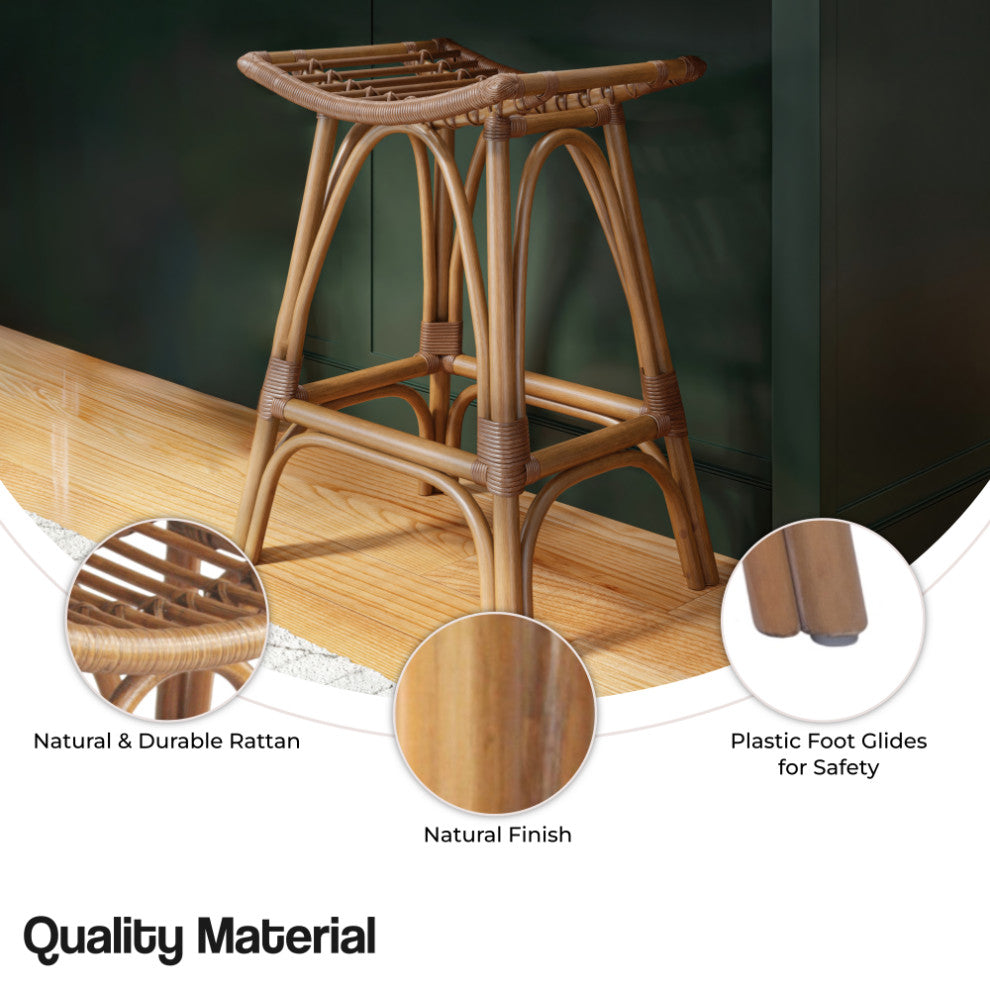 Imari Rattan Counter Stool, Canary Brown Black Washed