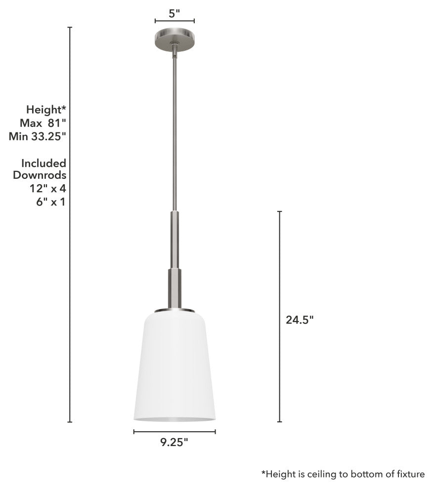 Nolita Brushed Nickel With Cased White Glass 1 Light Pendant Ceiling