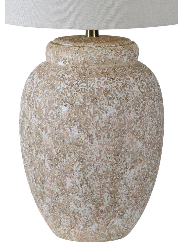 Wassily Cream Ceramic Table Lamp With Off-White Linen Shade