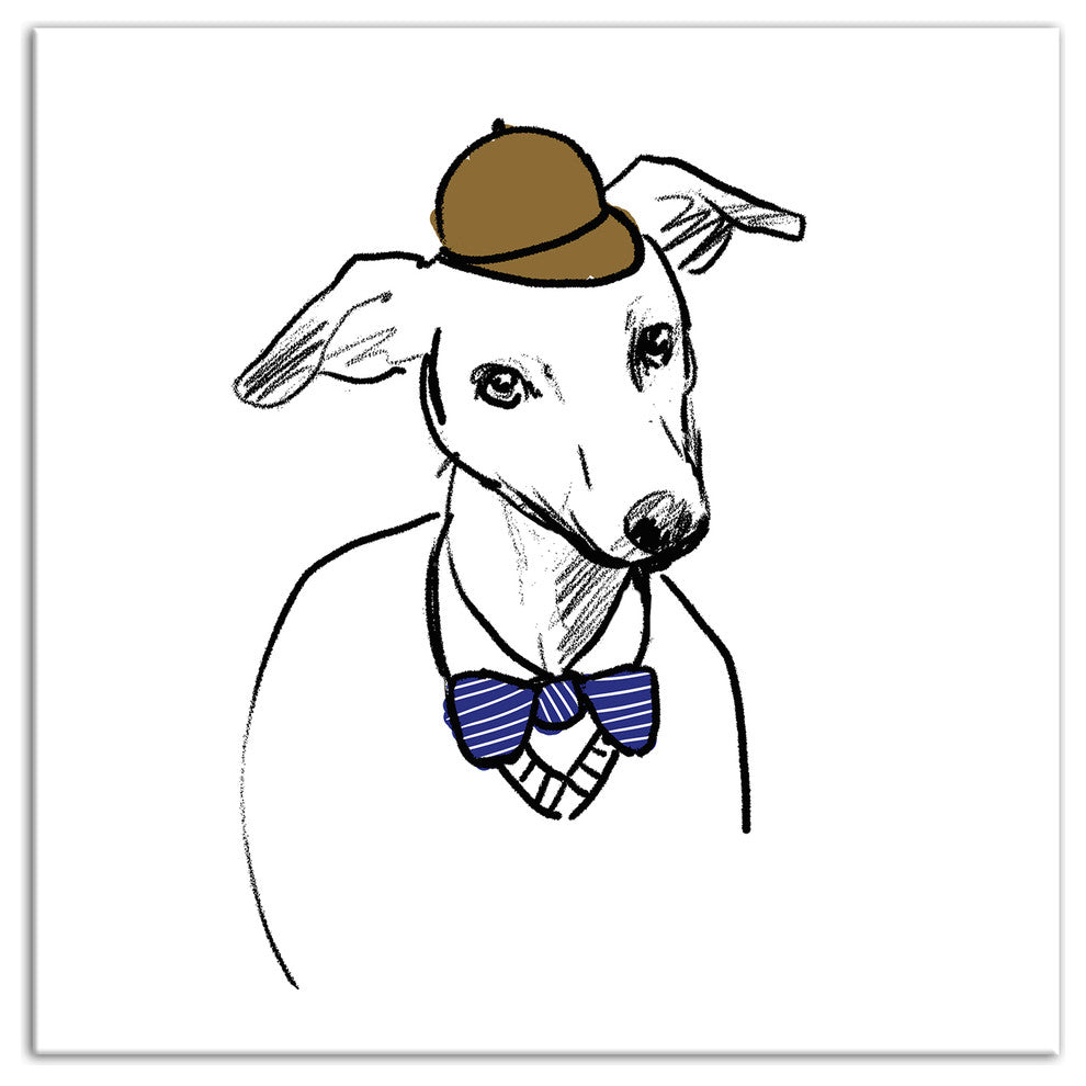 Designs Direct Greyhound With Hat And Bowtie 24x24 Canvas Wall Art