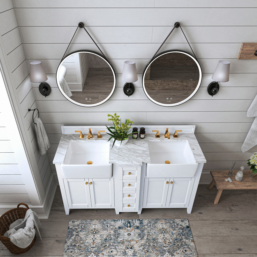 Adeline Vanity Set, White, 60", Double Sink