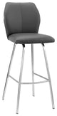 Tandy Gray Faux Leather and Brushed Stainless Steel 26" Counter Stool