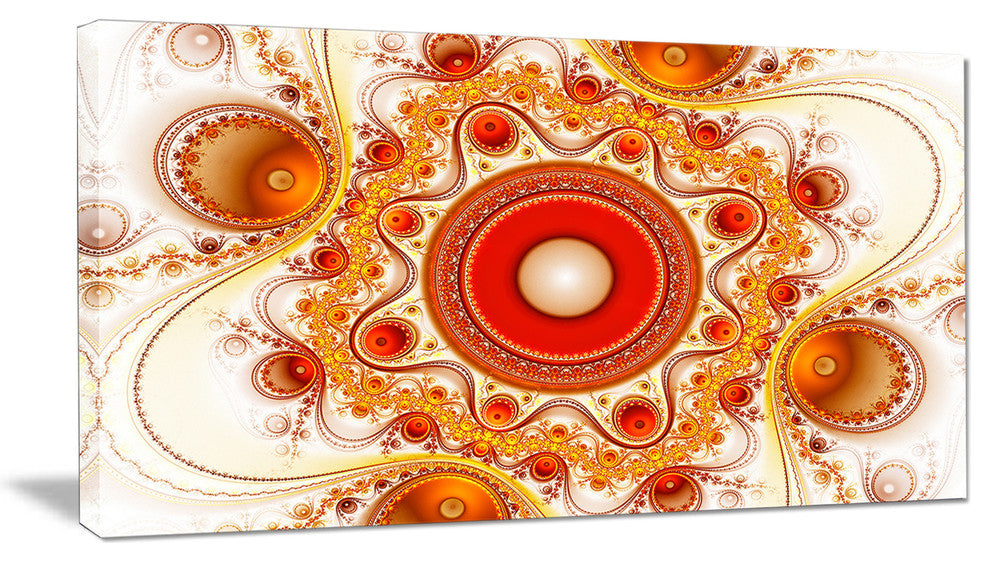 Orange Fractal Pattern with Circles, Abstract Canvas Art Print, 32x16