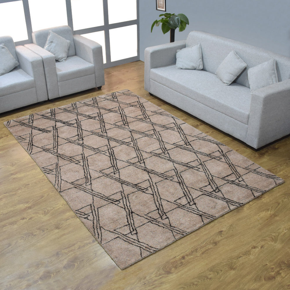 HAND KNOTTED LOOM SILK ECO-FRIENDLY RUG-8'x10',Rectangle,Beige Brown,Contemporar
