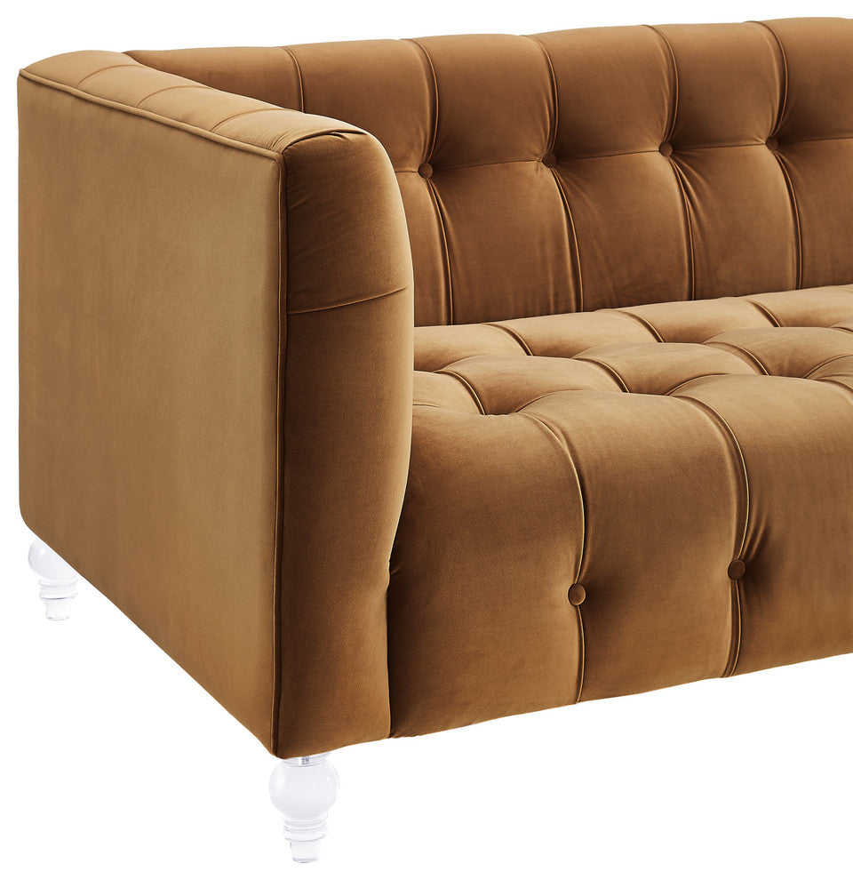 Bea Cognac Velvet Sofa
