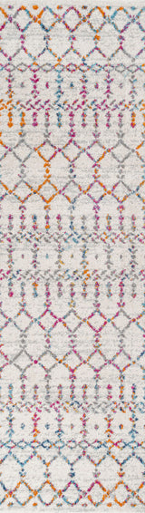 Moroccan HYPE Boho Vintage Diamond Runner Rug, Ivory/Multi, 2 X 10