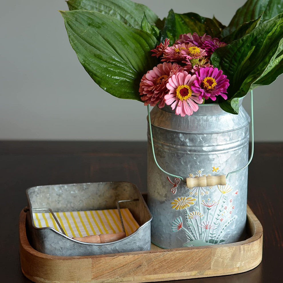 Creamery Milk Can, Wide Neck Vase, 9.5 Inches