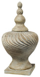 Benzara BM285565 22" Lidded Vase With Turned Finial & Swirl Pattern, White