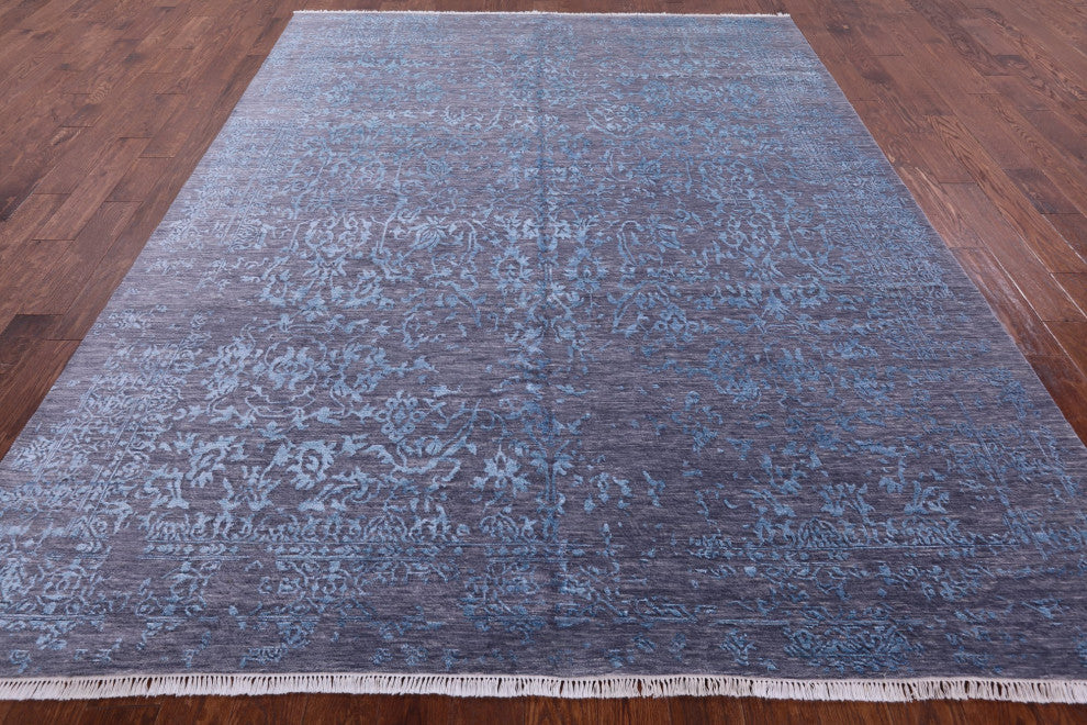 8' 1" X 10' 4" Modern Hand-Knotted Wool and Silk Rug Q8436