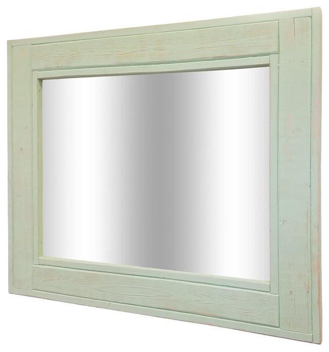 Herringbone Vanity Mirror, Garden Green, 36"x30", Horizontal
