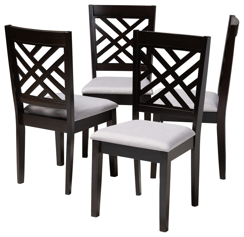 Antonia Gray Fabric Espresso Brown Finish Dining Chairs, Set of 4