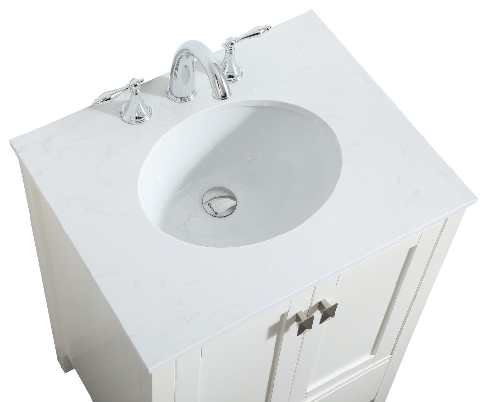 Isabel Single Bathroom Vanity, White, 24", Without Backsplash