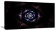Blue Fractal Flower with Purple Flame, Floral Canvas Art Print, 32"x16"