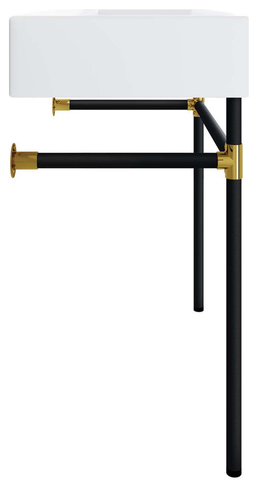 Redeem 32" Black Stainless Steel Wall-Mount Bathroom Vanity, Black White