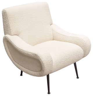 Cameron Accent Chair, Bone Boucle Textured Fabric With Black Leg
