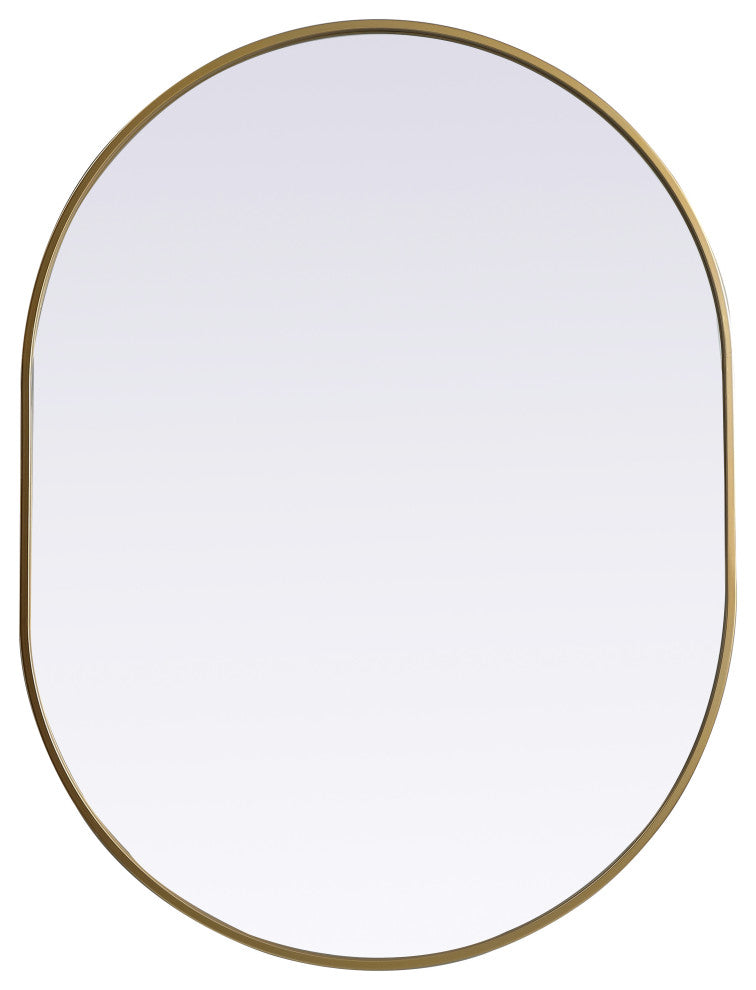 Metal Frame Oval Mirror 30X40 Inch, Brass