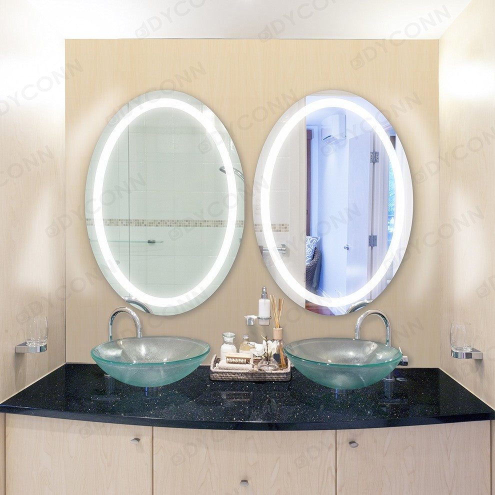 Dyconn Faucet Edison Oval Wall Mounted Backlit Vanity Bathroom LED Mirror, 18"w