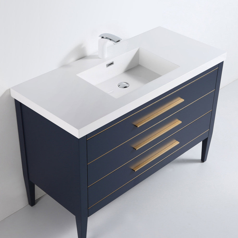 Dowell 22" FTB Resin Bathroom Vanity Basin, White, 49wx22dx6h 1-Sink