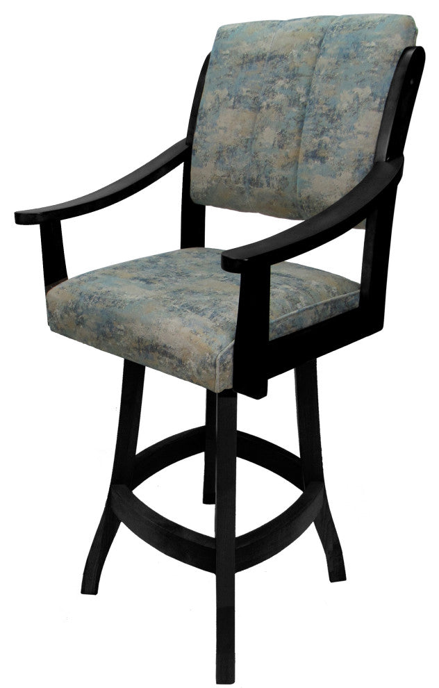 Swivel Counter Wood Bar Stool Casa on S-Base, Poet Sky and Black, 26"