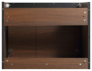 Oakville Wall Mount Bathroom Vanity, Walnut Ebony, 30", Black Hardware