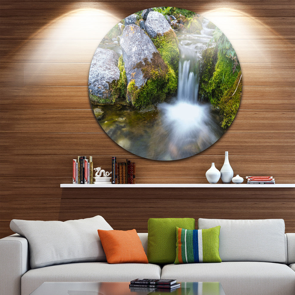 Summer Water Stream, Landscape Photography Round Wall Art, 36"