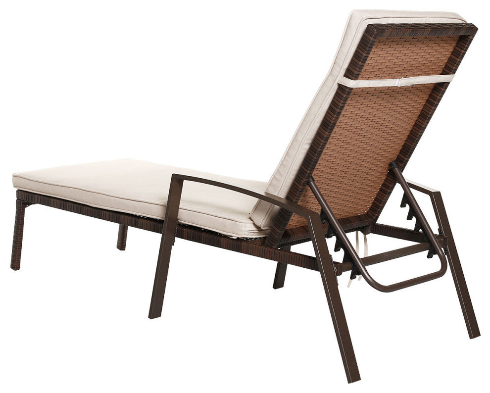 Costway 2PCS Patio Rattan Lounge Chair Garden Furni Adjustable Back W/ Cushion