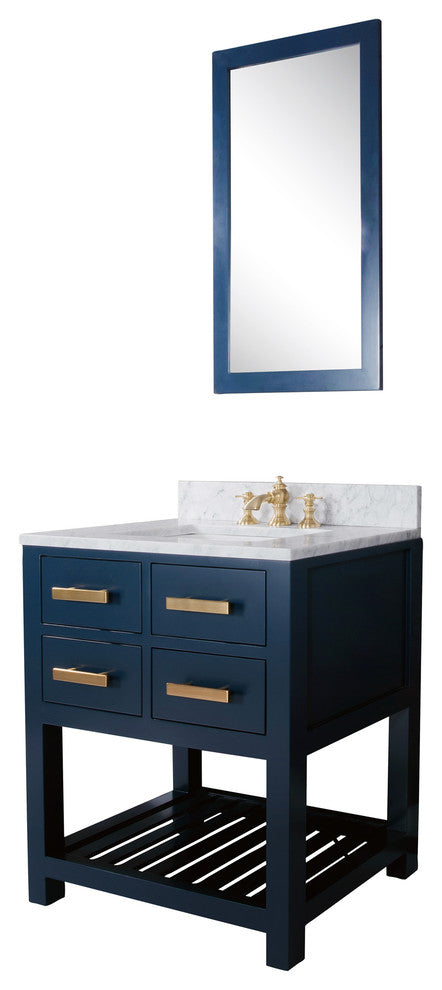 Madalyn 30" Monarch Blue Bathroom Vanity With Satin Brass Faucet