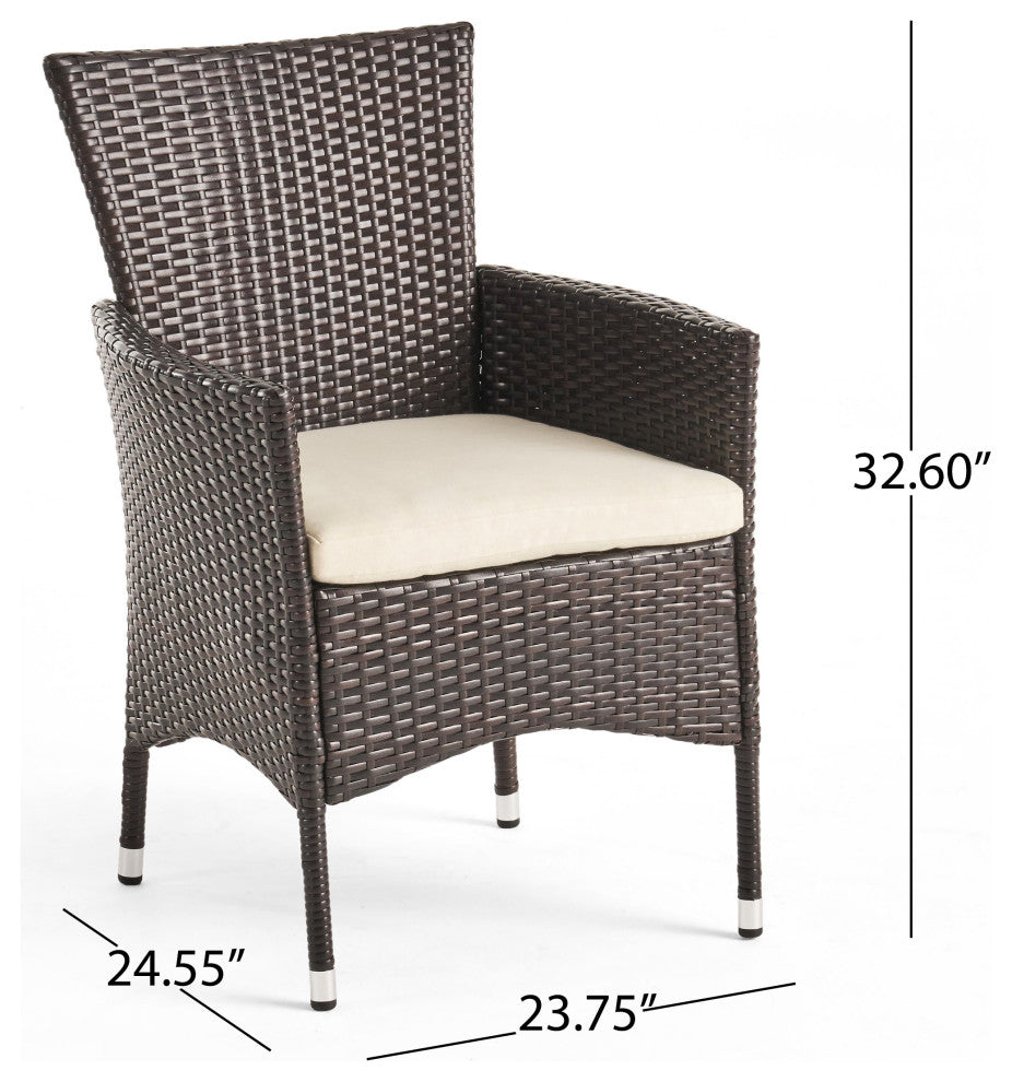 Nelly Outdoor Aluminum and Wicker 8 Seater Dining Set, Antique Matte Black, Multibrown, Beige