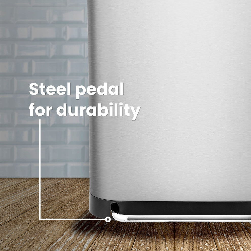 Kitchen 16-Gallon Double-Bucket Step Trash Can With Odor Filter and Lid Support