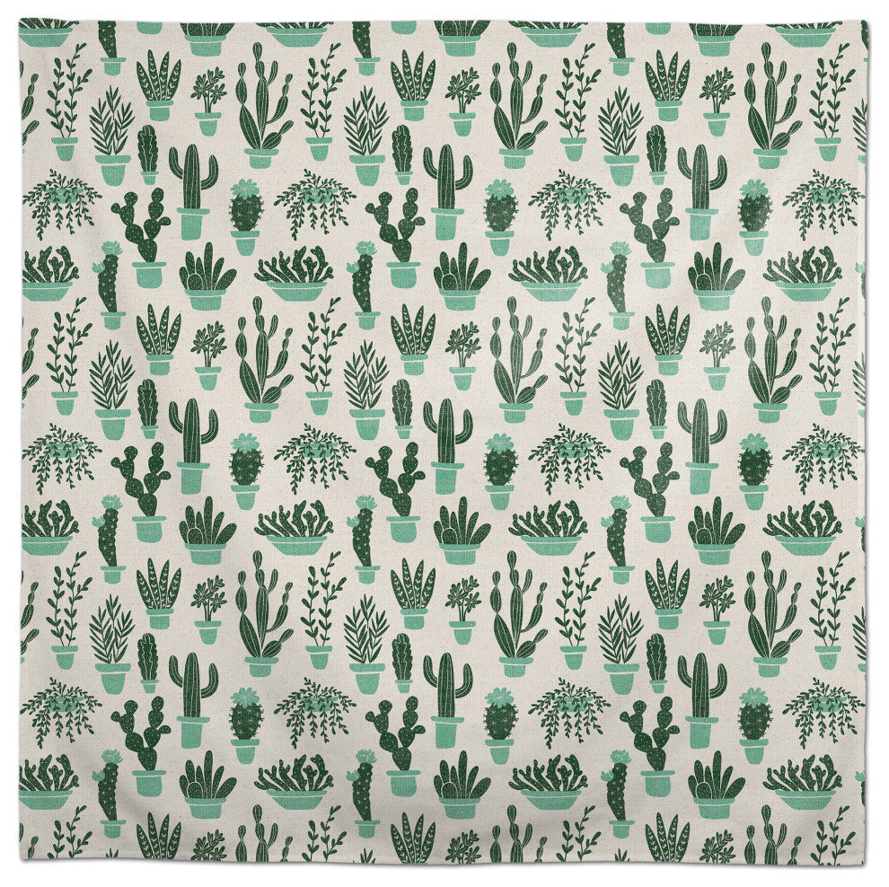 Houseplants On Linen Green 2 58x58 Tablecloth
