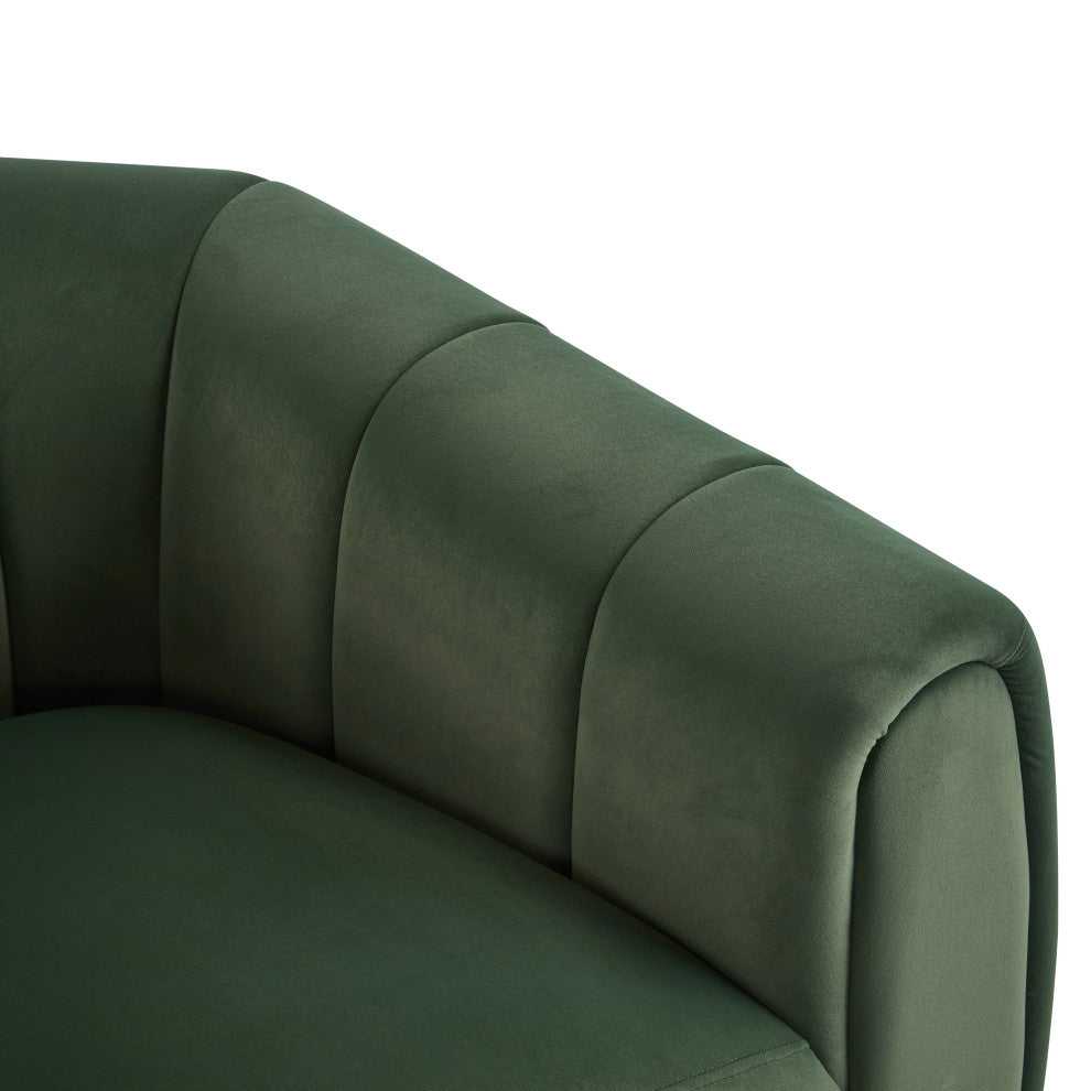 GDF Studio 360Â° Modern Swivel Club Chair, Metal Base, Velvet/Olive Green