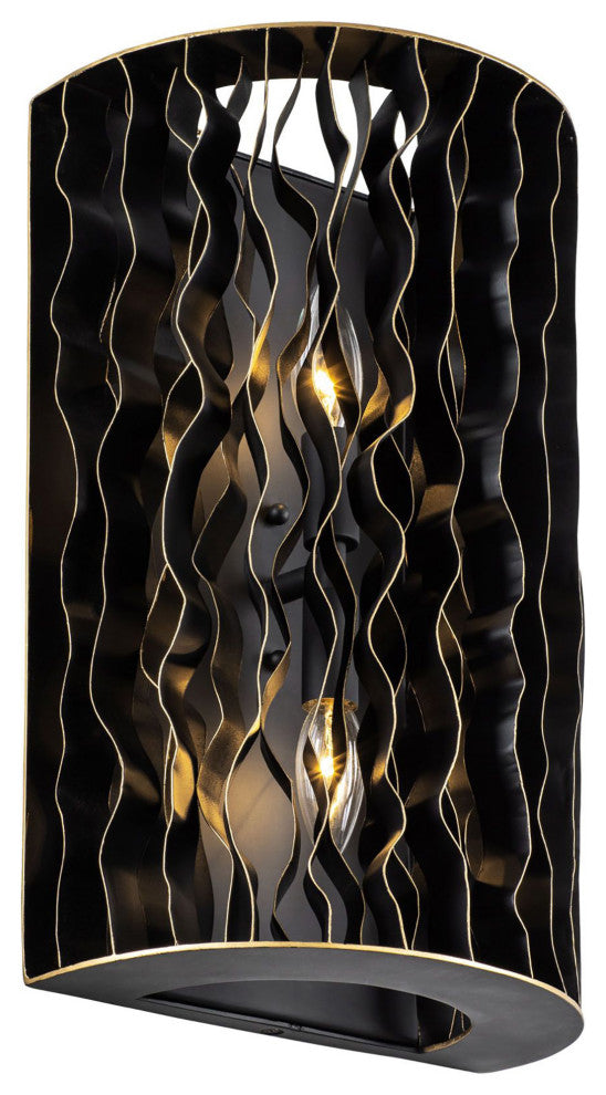 Estela 2-Lt Sconce - Matte Black/French Gold