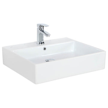 Simple 60.50A.03 Bathroom Sink, Ceramic White, 3 Faucet Holes