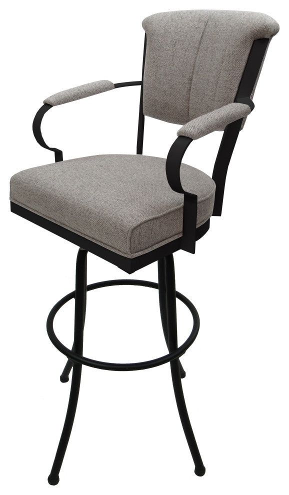 Miami Extra Tall 34" Swivel Metal Bar Stool - Noam Base, Portwood Ash - Black, 34"