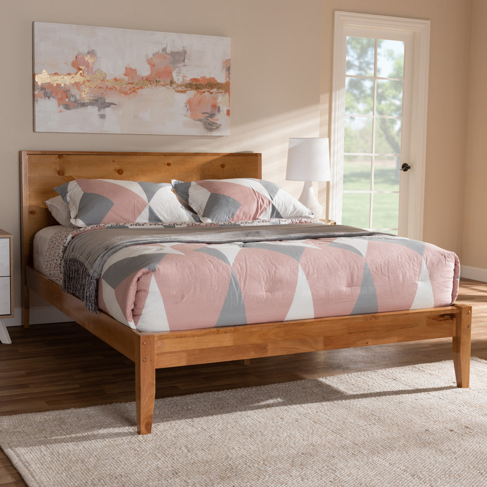 Marana Modern Rustic Natural Oak and Pine Finished Wood King Size Platform Bed