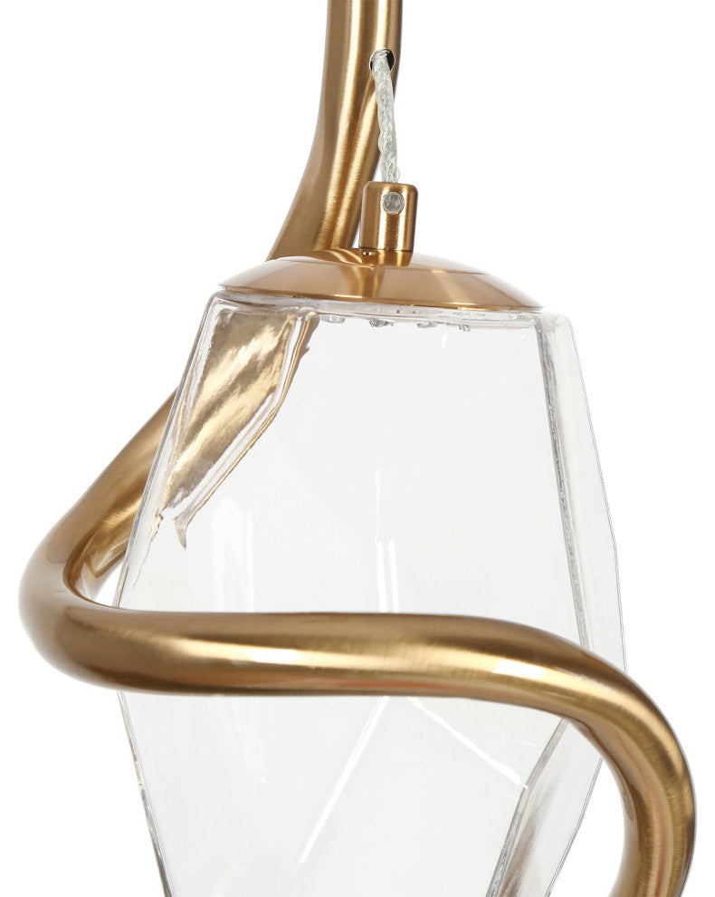 LNC Chrysanthemum 1-Light 5.1" Modern Unique Gold LED Pendant Light, Gold