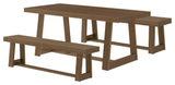 Plank+Beam Classic Solid Wood Dining Table Set with 2 Benches