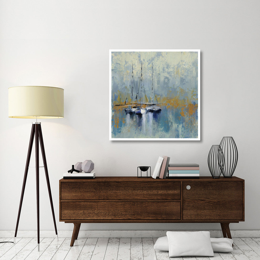 "Boats in the Harbor III" Digital Paper Print by Silvia Vassileva, 42"x42"